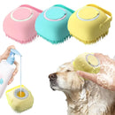 Escova de banho para Cachorro e Gato em Silicone com Reservatório para Água e Sabão